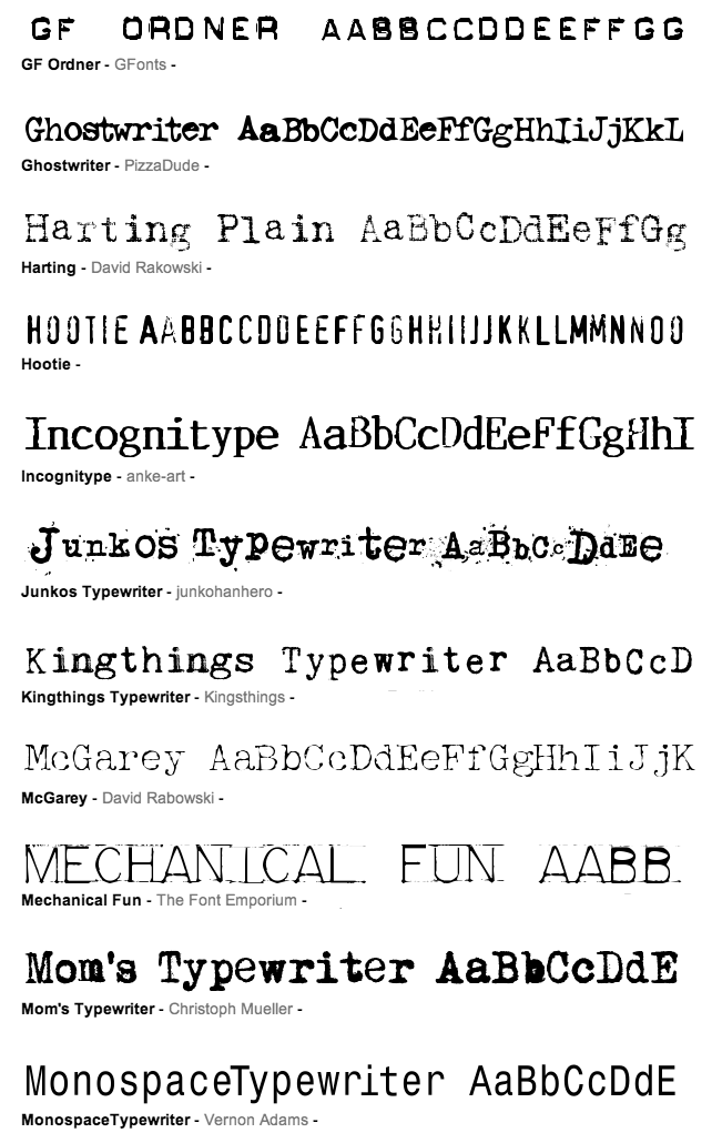 Typewriter Fonts Free