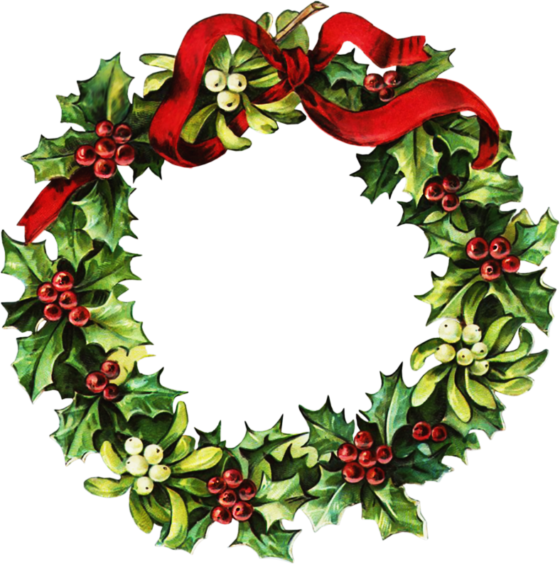 Victorian Christmas Wreath Clip Art