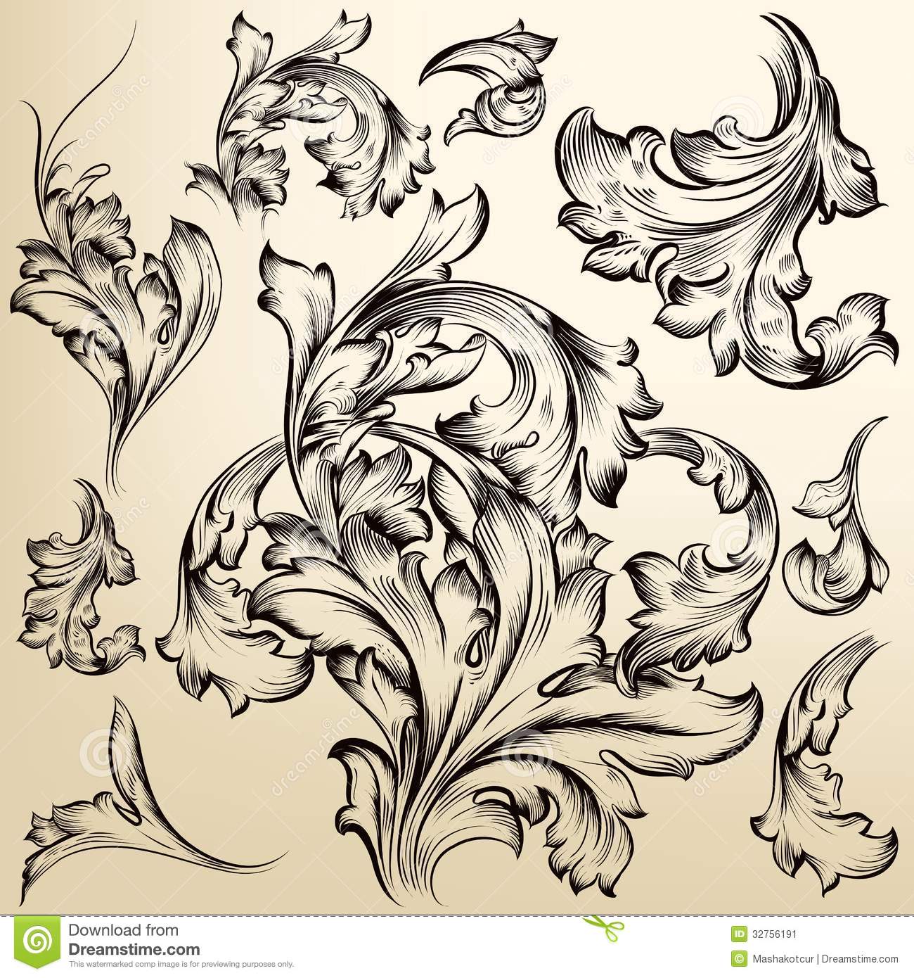 Vintage Vector Swirl Designs