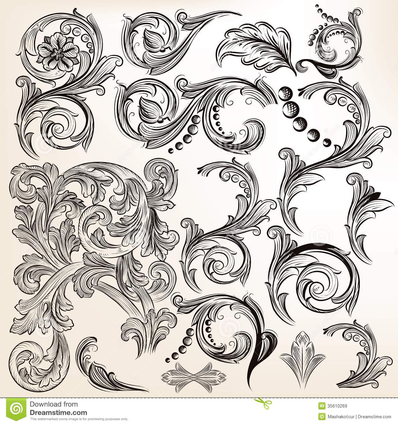 Vintage Vector Swirl Designs