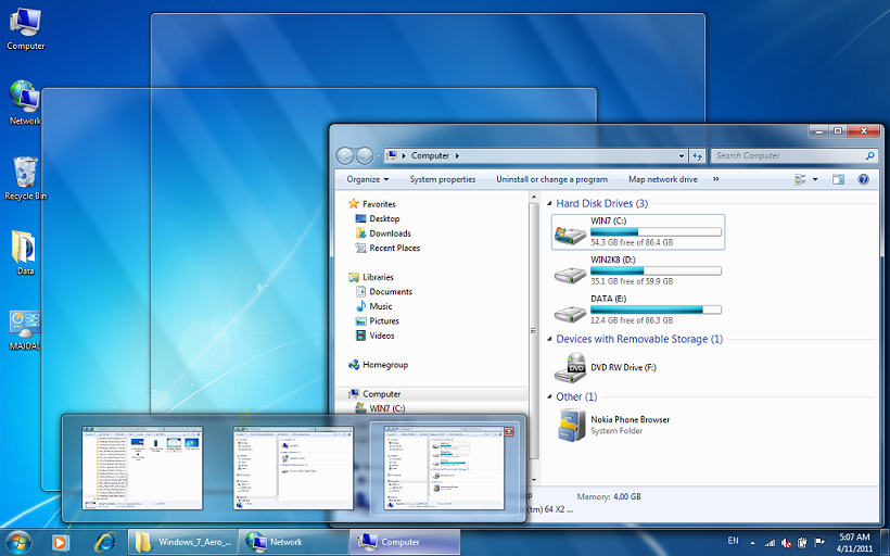 Windows 7 Aero Peek