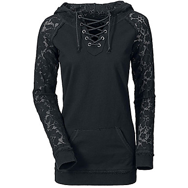 Women's Long Sleeve Lace Up Hoodie Sweatshirt