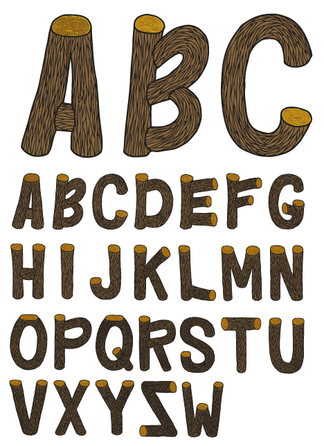 12 Free Wood Type Font Vector Images