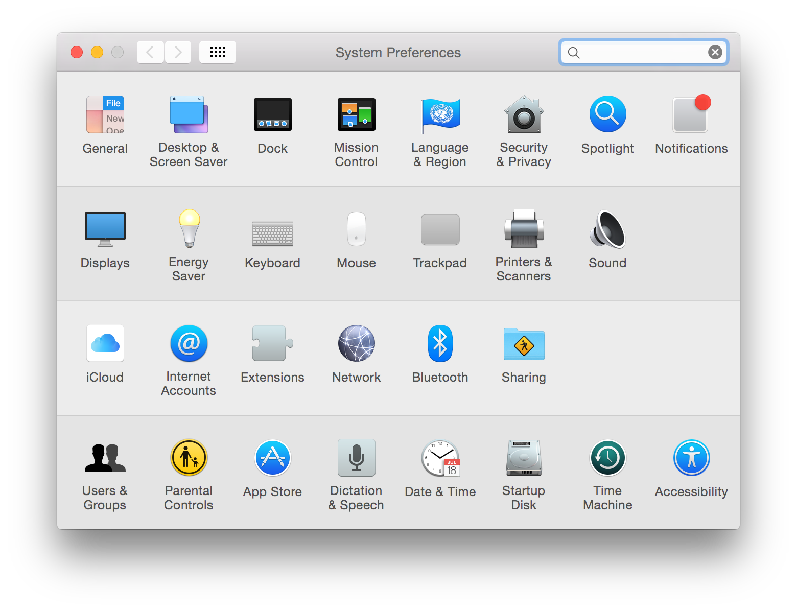 Yosemite Mac OS X System Preferences