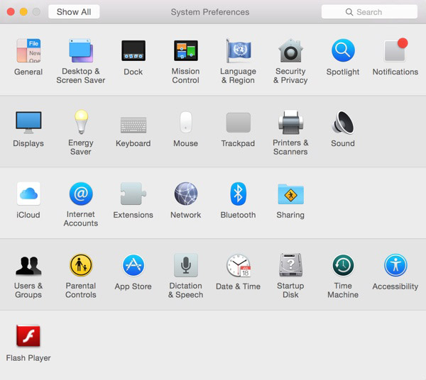 Yosemite Mac OS X System Preferences