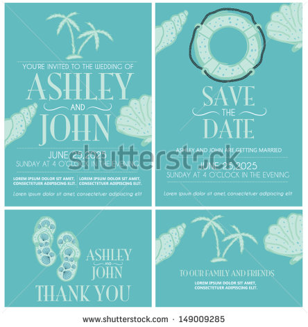 12 Beach Wedding Invitation Vector Images