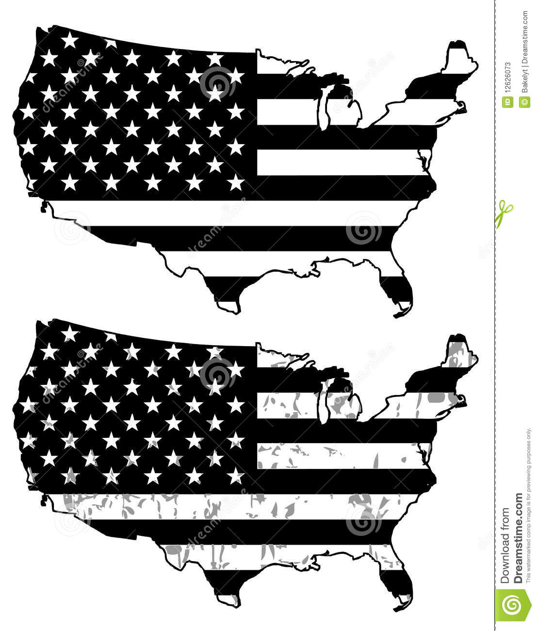 Black and White American Flag Vector