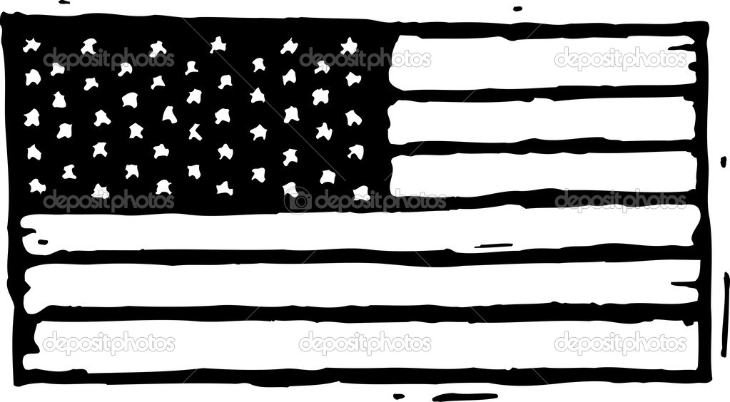 Black and White American Flag