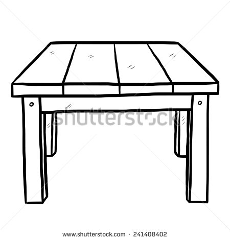 Black and White Cartoon Table