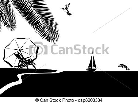 Black and White Landscape Clip Art