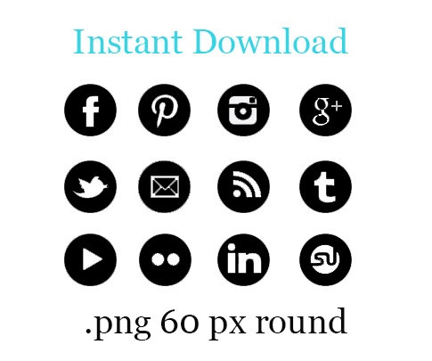 Black Round Social Media Icons