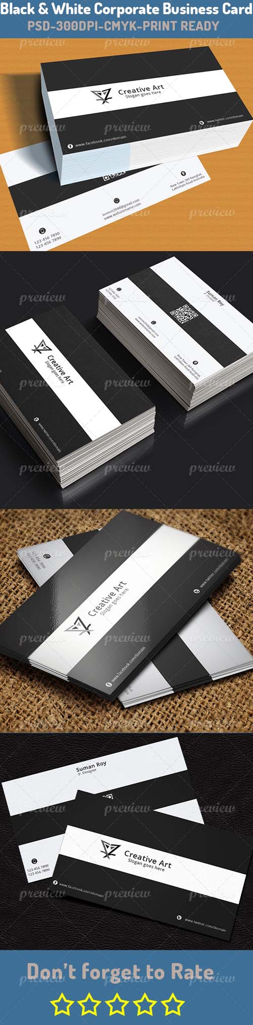 Black White Business Card PSD