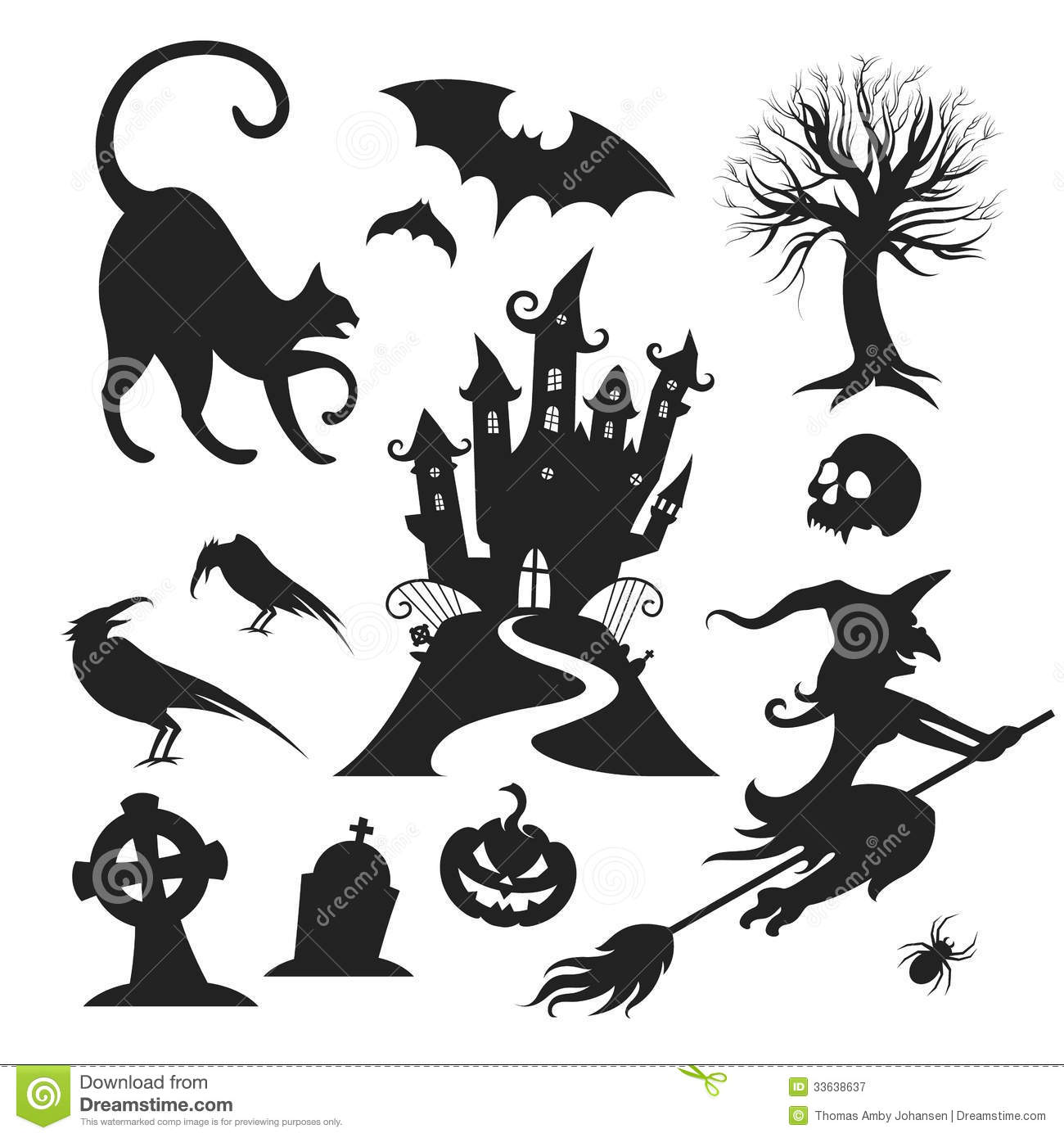 Black & White Halloween Clip Art Free