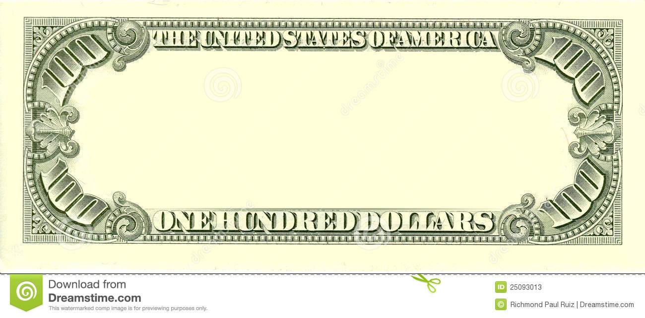 Blank 100 Dollar Bill Template
