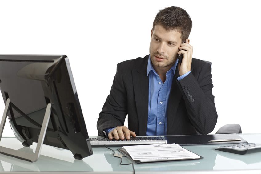 Businessman Working at Desk