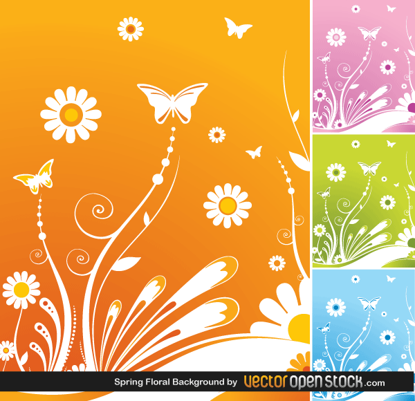 Butterfly Spring Flowers Vector