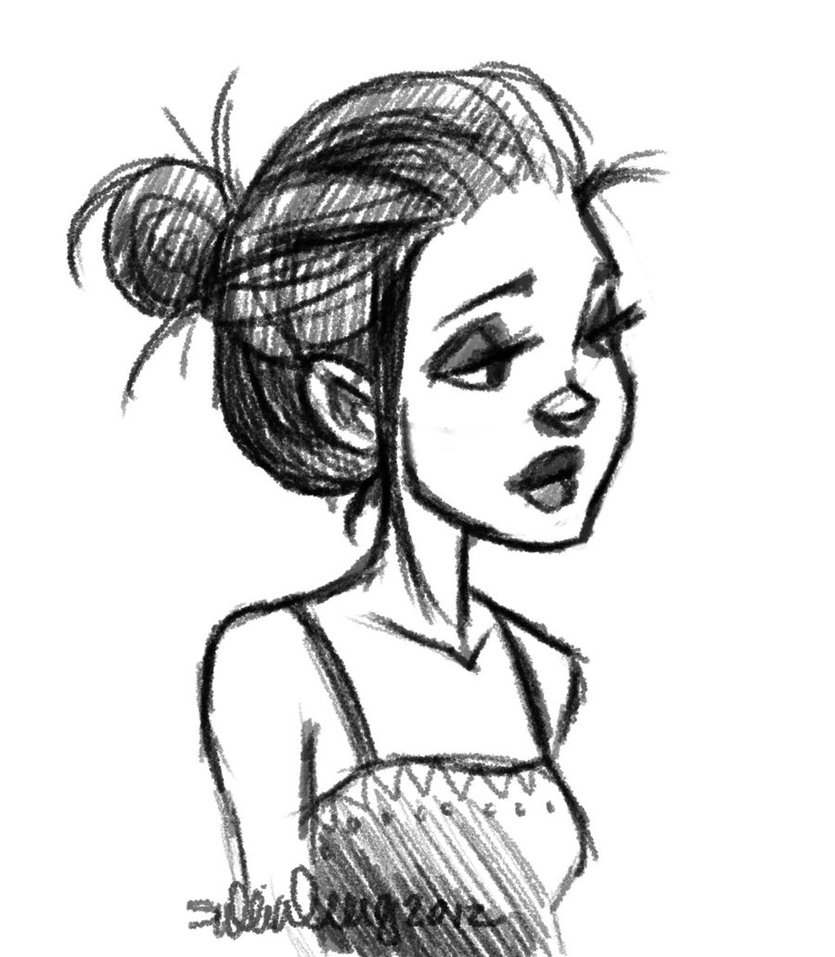 Cartoon Girl with Bun On Head Cartoon Girl with Bun On Head
