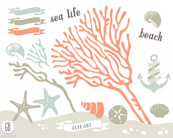 Coral Beach Wedding Clip Art