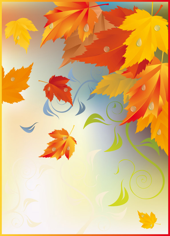 Fall Leaves Border Vector Free