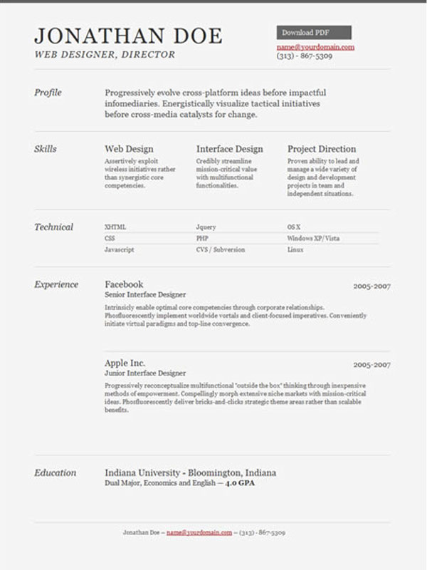 Free Sample Resume Template