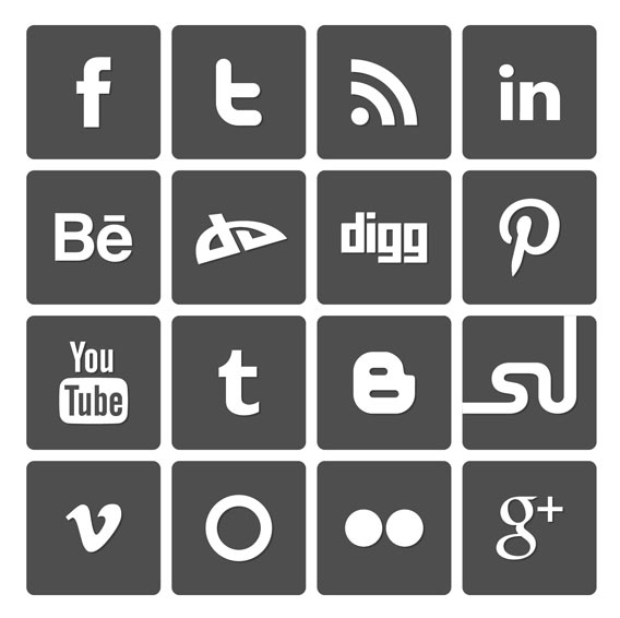 19 Black Social Media Icon Set Images