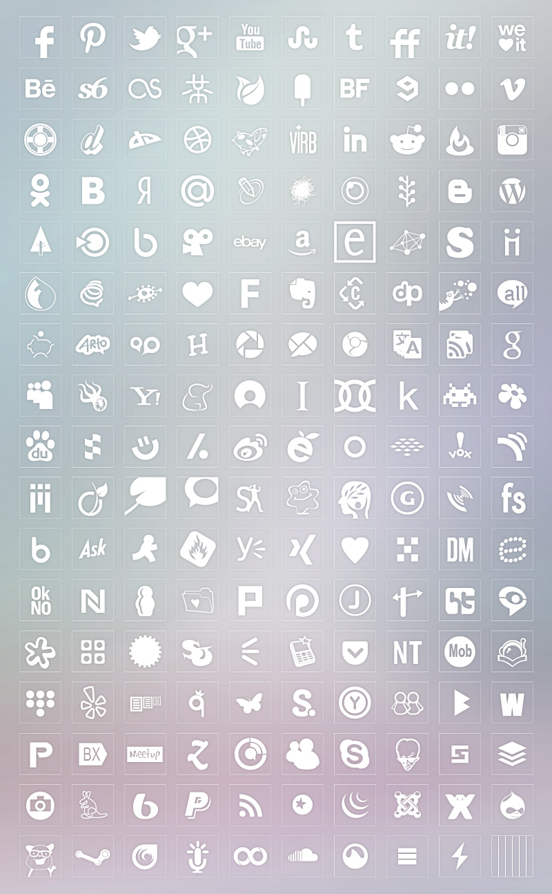 Free Social Media Icons TRANSPARENT White