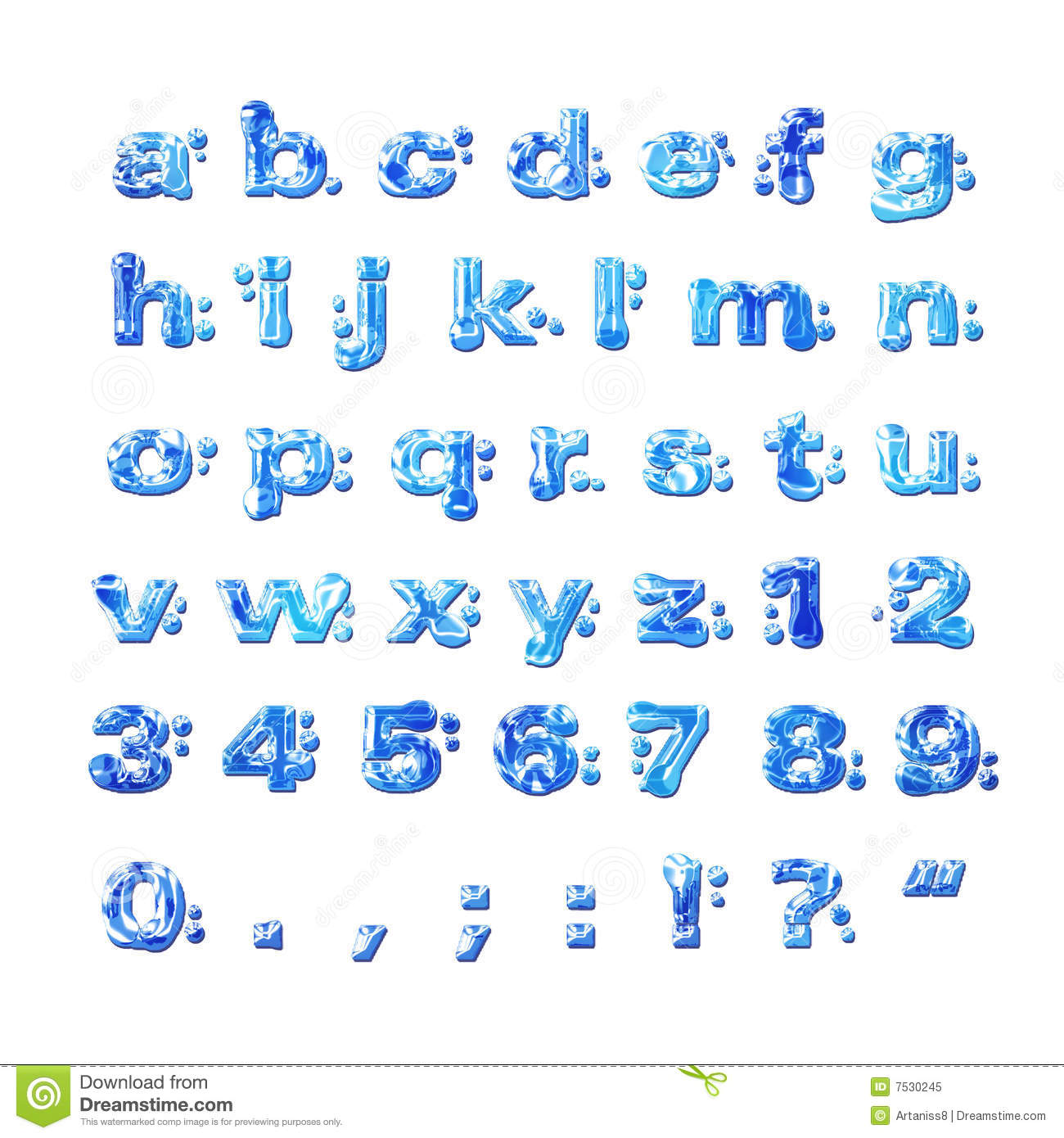 Free Water Letters Font Alphabet