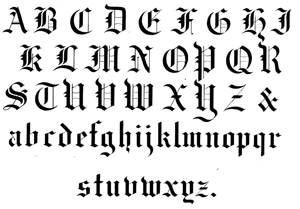 gothic calligraphy alphabet a z