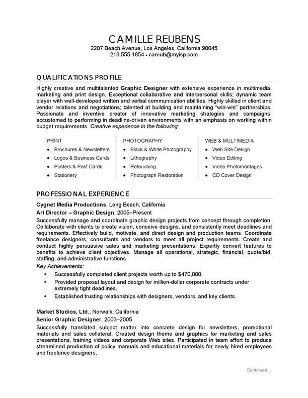 Graphic Designer Job Description Resume