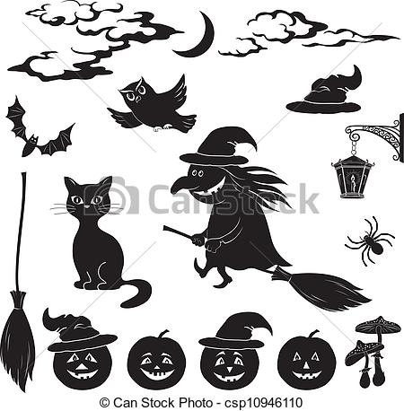 Halloween Clip Art Black and White Cartoons