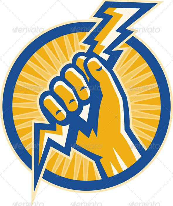 Hand Holding Lightning Bolt Logo