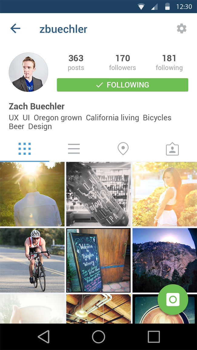 Instagram App Layout Instagram App Layout