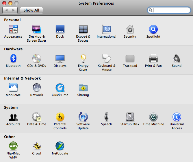 Mac OS X System Preferences