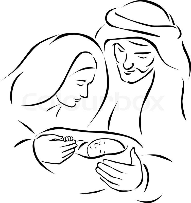 Mary Joseph Baby Jesus Clip Art