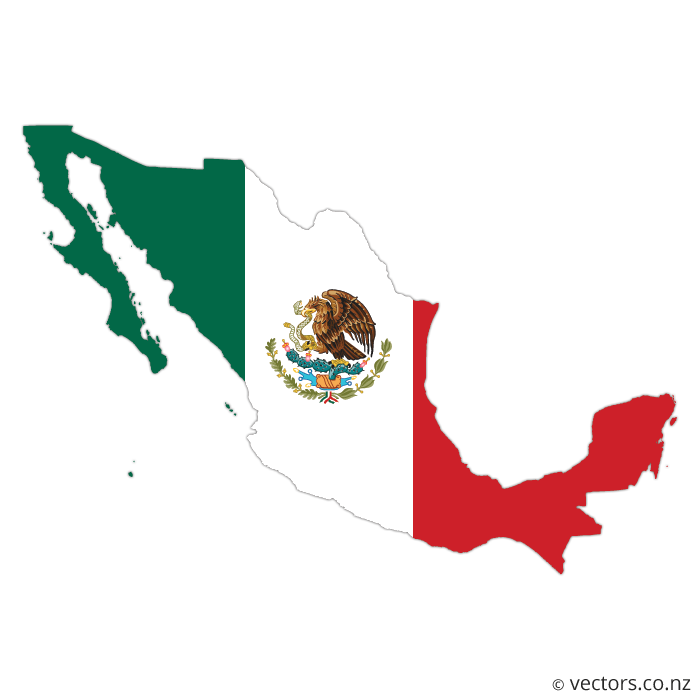 Mexico Map with Flag