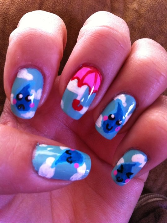 Nail Design with Rain Drops Nail Design with Rain Drops