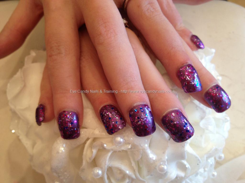 Purple Acrylic Nails with Glitter