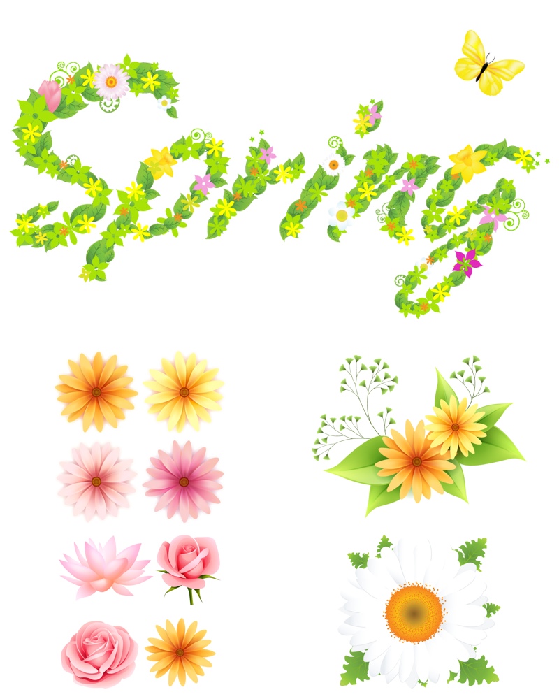 Spring Flowers Clip Art Vector