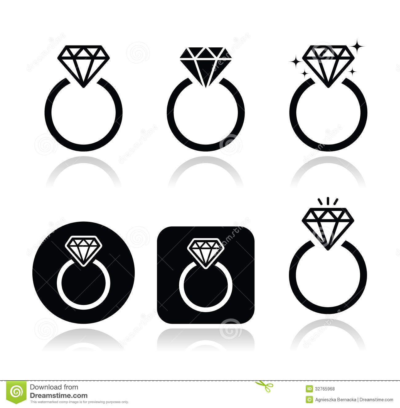 Wedding Rings Icon Black and White