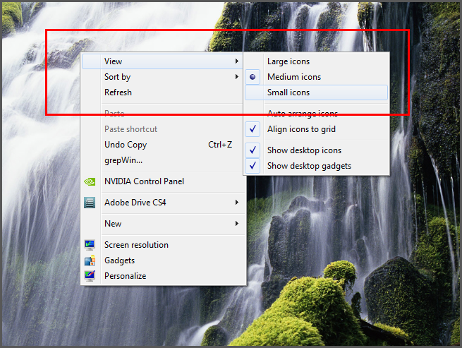 Windows 7 Desktop Icons Size Change
