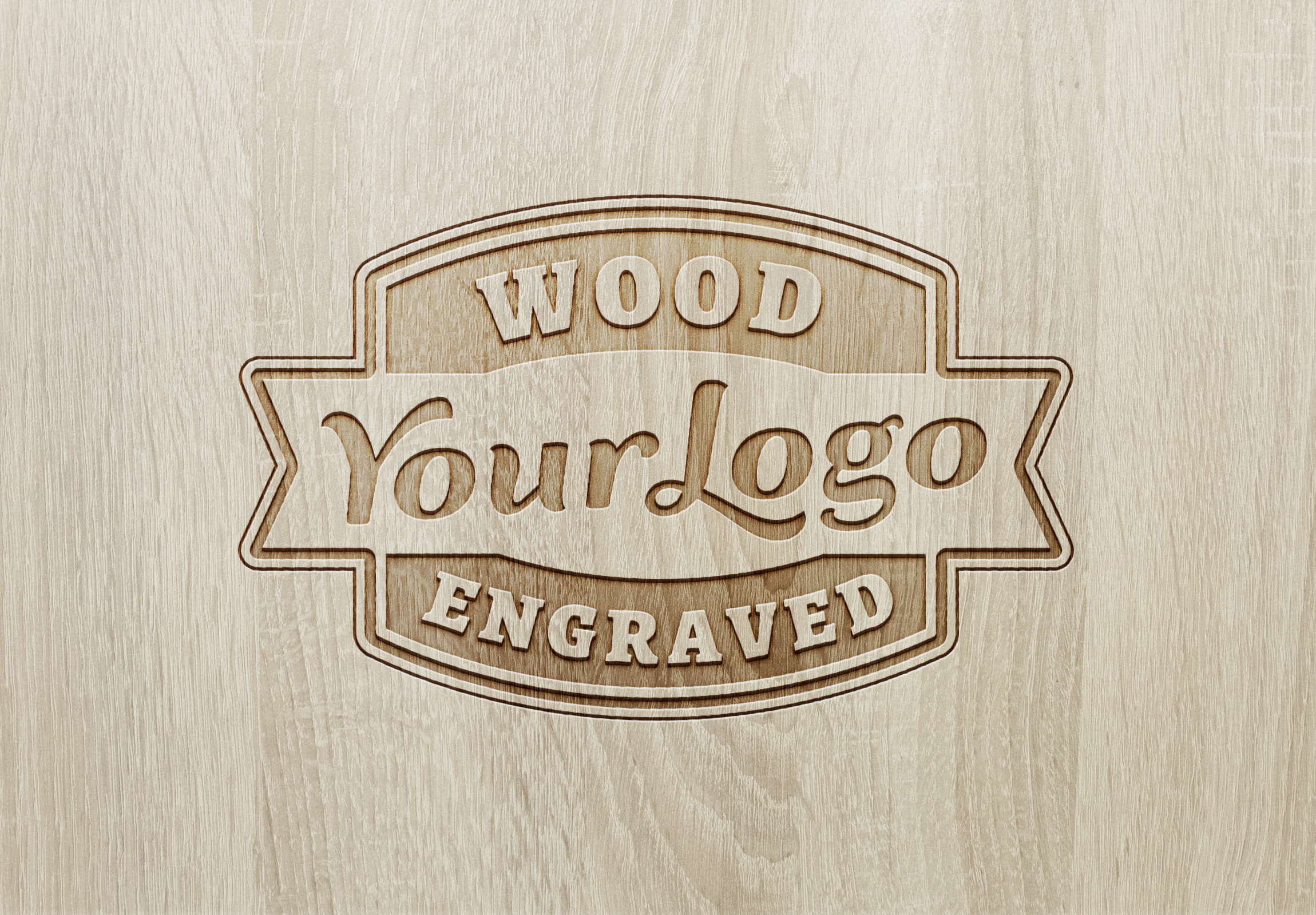 Wood Engraved Logo Mockup