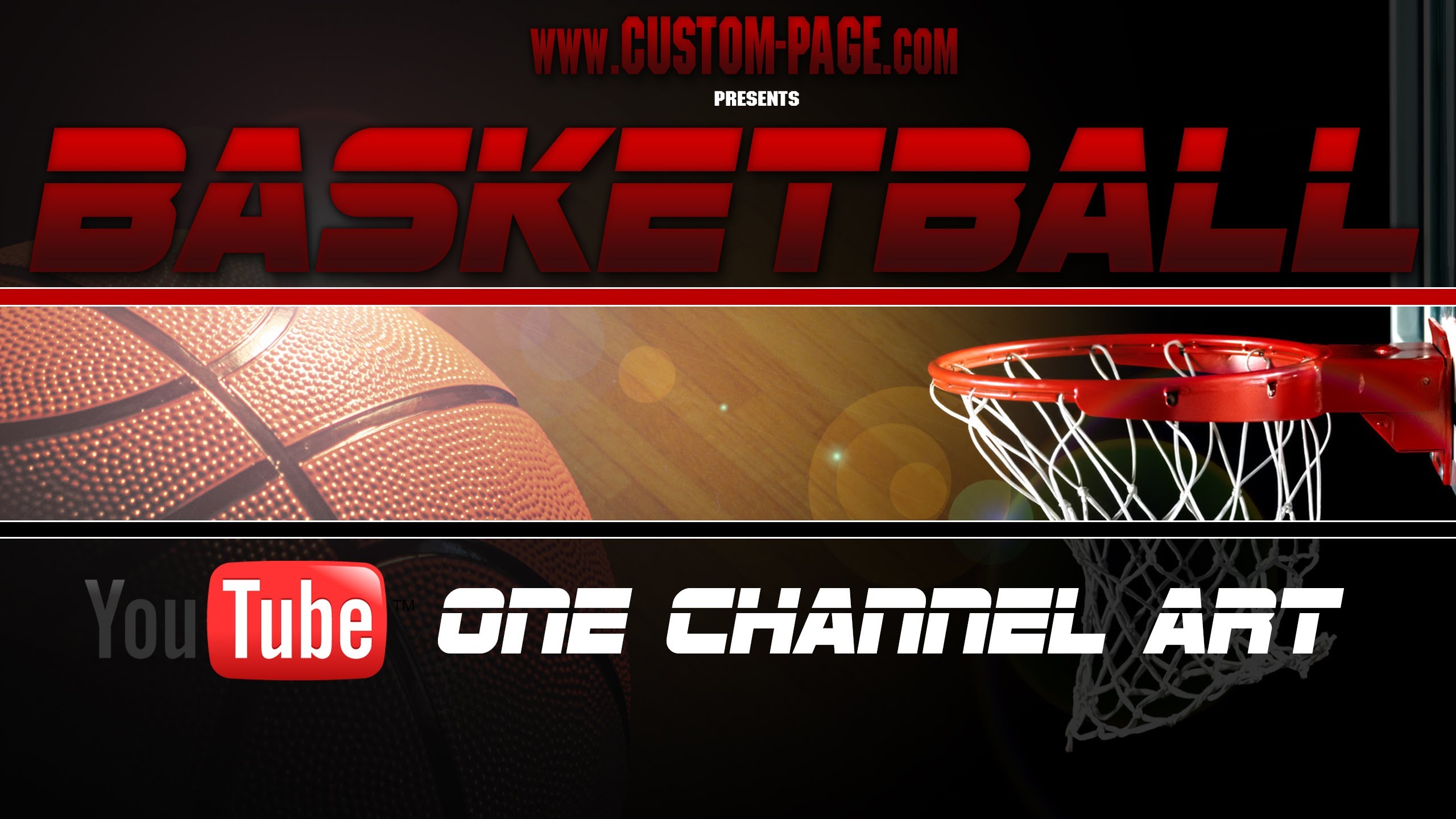 YouTube Channel Art Template Basketball