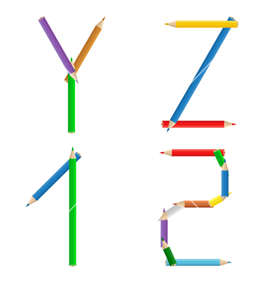 Alphabet Made Out of Pencils