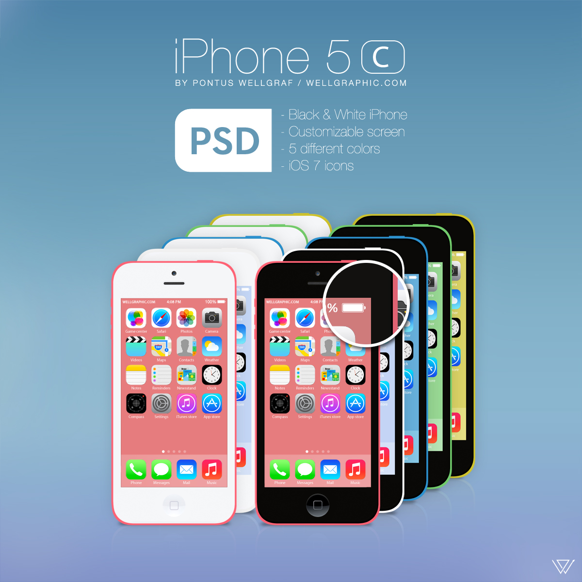 14 IPhone 5C Screen PSD Images