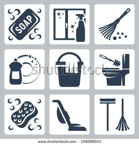 Black and White Cleaning Icon
