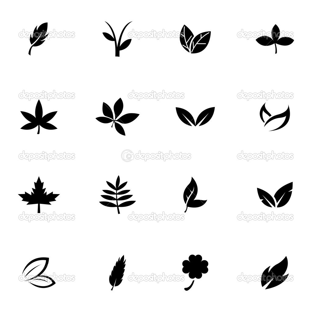 Black and White Leaf Icon