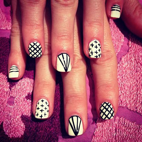 Black White Nails Art Design