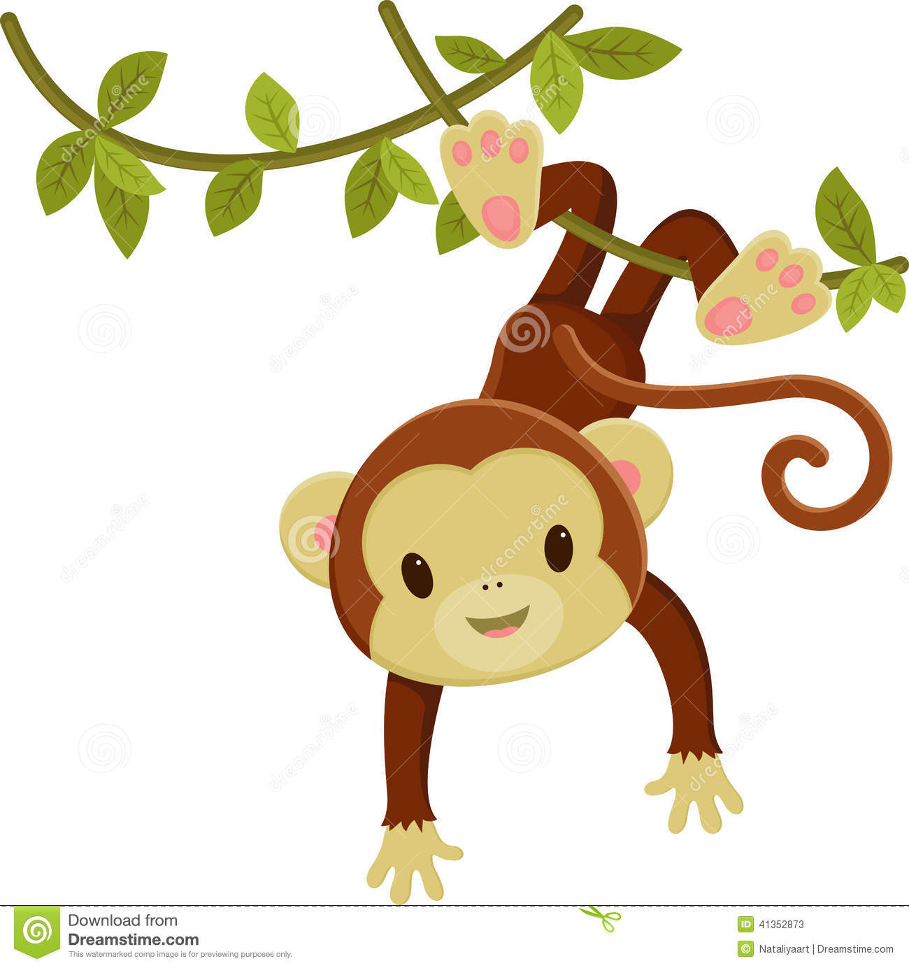 Cartoon Baby Monkey Hanging Clip Art