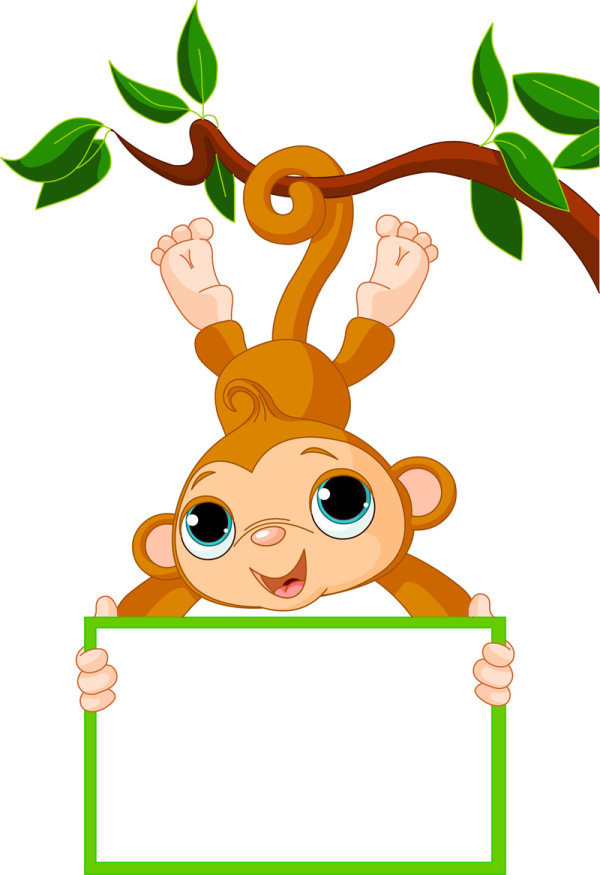 8 Cute Cartoon Monkey Vector Images