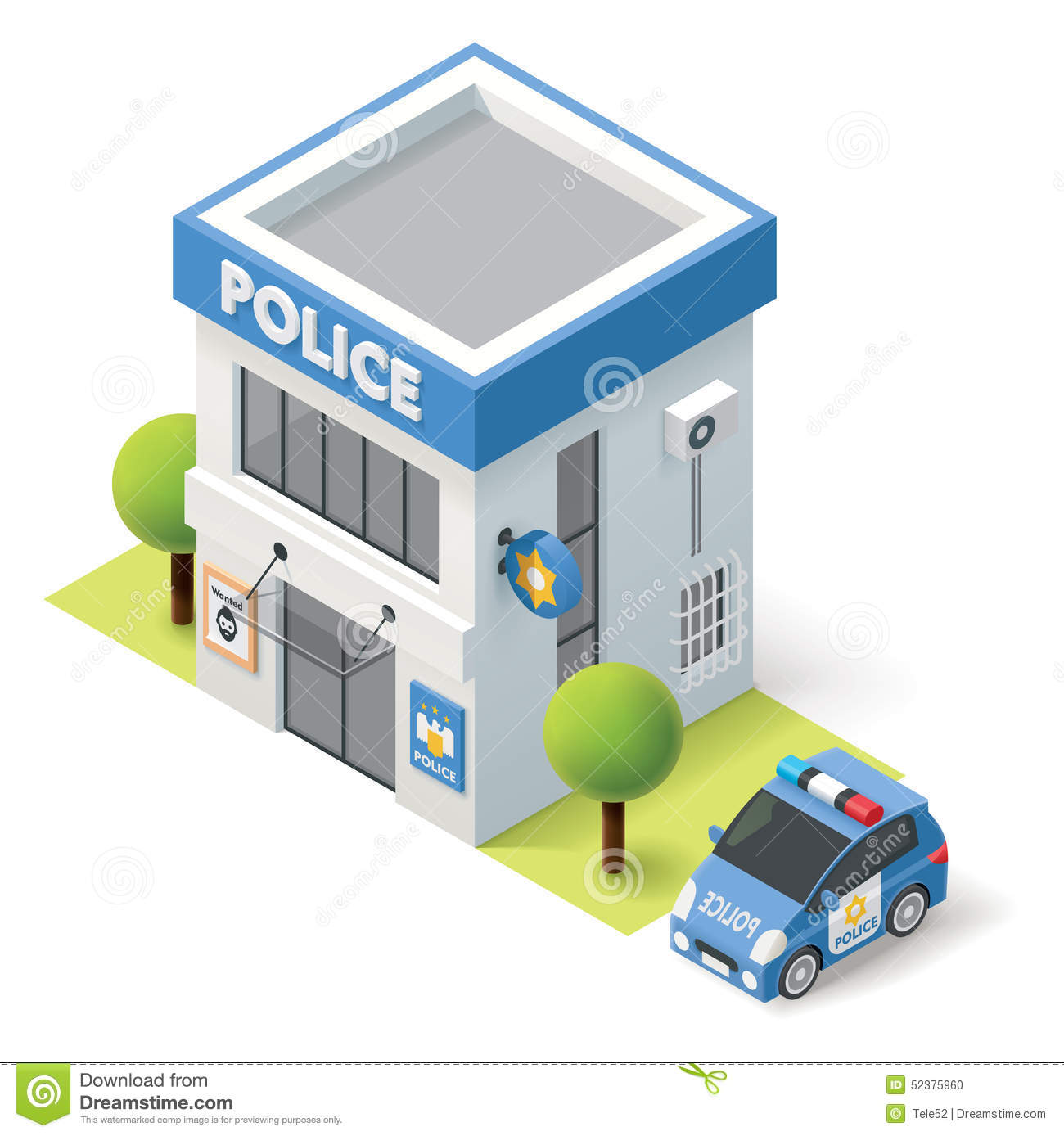 Cartoon Police Department Building